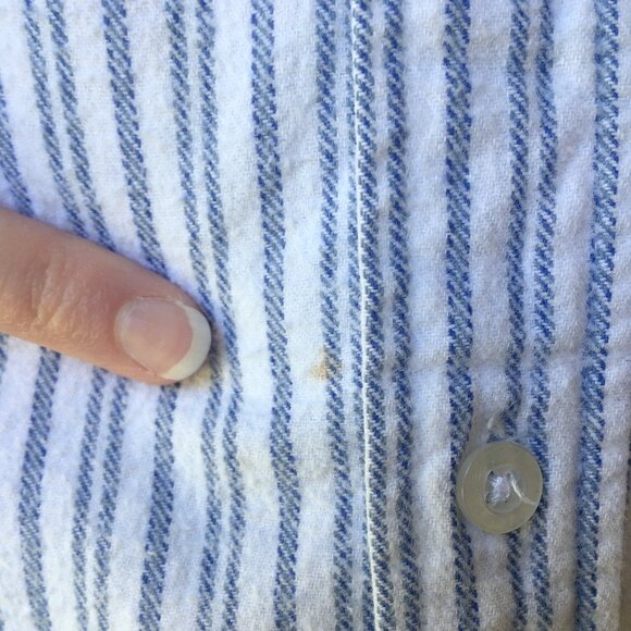 'Lee Valley Ireland' Flannel Pinstripe Button Down Top - Picture 6 of 7